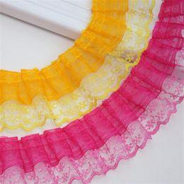 lace edge trim Australia - Many color Vintage Ruffle Lace Edge Trim Pleated Ribbon Fabric for doll and girl dress craft comsume diy sew on 1.77''Width