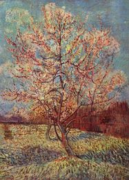 Home Decoration Canvas Oil Paintings Landscape Pink Peach Tree in Blossom by Vincent Van Gogh Picture Art for Dinning Room Bedroom Wall Decor No Frame Hand Made