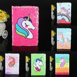 Albums Mermaid Sequin cartoon horse Notebook Fish Scale Notepads Fashion Office School Supplies Stationery Gift C6687