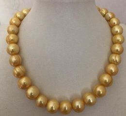 Beautiful 12-13mm South Sea gold, baroque pearl necklace 18 inches silver