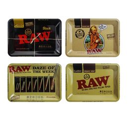 -Raw rotolamento vassoio di metallo fumo di sigaretta piastra Vassoi Tabacco Storage Case 18 * 12,5 centimetri fumatori Roller Accessori Grinder