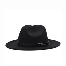 Fall Winter Korean version of the flat woolen hat belt big eaves felt hats plain weave cap Europe and America