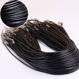 Twisted Braided Rope 2mm Black PU Leather Cord Chain Necklace Silver Clasp String Ropes Men Women Gargantilha High Quality