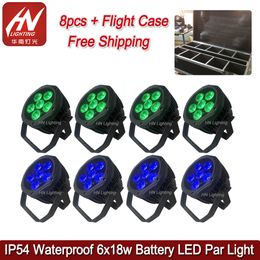 8pcs waterproof led par light battery operated uplighting 6*18w RGBWA UV 6in1 wireless rechargeable wall washer lights Uplight for djs wedding