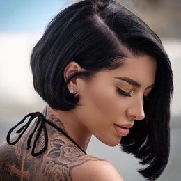 Short Bob Full Lace Wigs 100% Human Hair Side Part Lace Front Full Wigs Women>>>>>Free shipping New High Quality Fashion Picture wig