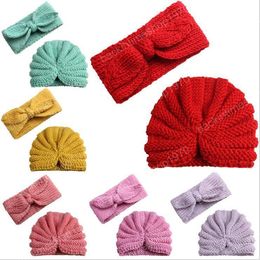 Baby Beanie Rabbit Ear Headband Girls Wool Knitted Hats Hairbands Winter Skull Caps Kids Crochet Cap Outdoor Hat Headgear Accessories