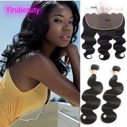 Peruvian Human Hair 2 Bundles With 13X6 Lace Frontal With Baby Hair Extensions 13*6 Frontals Body Wave Natural Colour 10-28inch