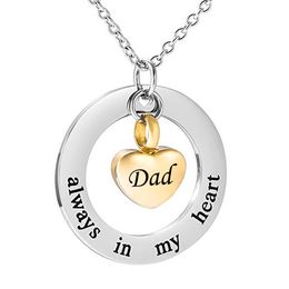 Cremation Jewellery Urn Necklace for Ashes Engraved name Always in my heart Memorial Ash Keepsake Heart Memorial Pendant-gold