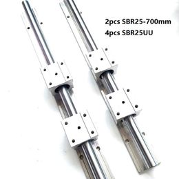 2pcs SBR25-700mm linear guide /rail + 4pcs SBR25UU linear bearing blocks for cnc router parts