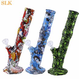 Beaker Shape 14'' bong VS glow in the dark bong water pipe unbreakable dab rig silicone printing water pipe with glass bowl downstem