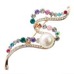 Fashion charm freshwater pearl brooch alloy set rhinestone brooch pin female charm Jewellery