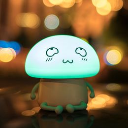 3D Night Lights Colourful Mushroom Silicone Battery LED Touch Sensor 2 Modes Children Cute Lamp Bedroom Light