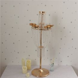 New style hot sale gold wedding stage pillars with crystal hanging for weddings best0793