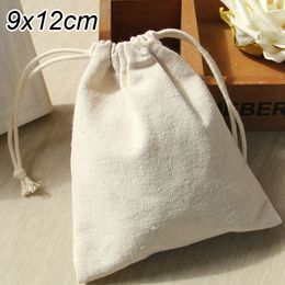 Wholesale- Linen Gift Bags 9x12cm(3.5"x4.75") Wedding Party Favour holders Christams Natural Muslin Cotton Pouches