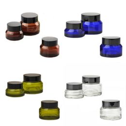 New High Quality Glass Jar Cream Bottles Round Cosmetic Jars Hand Face Cream Bottle 15g-30g-50g Jars with UV Lid PP Inner Cover