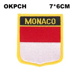 Monaco Flag Embroidery Iron on Patch Embroidery Patches Badges for Clothing PT0132-S