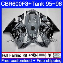 Bodys +Tank For HONDA CBR 600 F3 FS CBR600FS CBR600 F3 95 96 289HM.32 CBR600RR CBR600F3 95 96 CBR 600F3 1995 1996 Grey black light Fairing