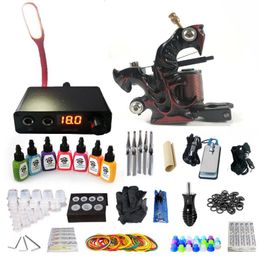 New Tattoo Kit Top Machine Guns Inks Needles LED Power Supply with Tattoo Led Light For Body Tattooing Art G1904016