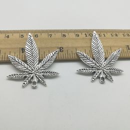 Wholesale 50pcs maple leaf antique silver charms pendants Jewelry DIY For Necklace Bracelet Earrings Retro Style 39*33mm