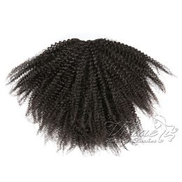 Virgem indiana natural natural cabelo 4a 8 a 22 polegadas 120 g banda elástica laços cordão afro kinky encaracolado remy cabelo humano rabo de cavalo