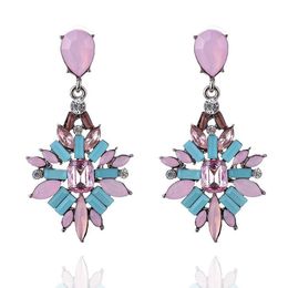 High Quality Pink Crystal Drop Earrings For Women Luxury Ear Jewellery Vintage Party Wedding Jewellery Hot Sale Gift Wholesale
