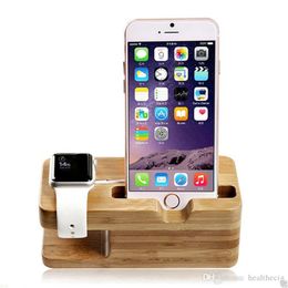 2 in 1 Bamboo Desktop Wood Stand Holder for cell Phone Mounts Holder Charging Dock for Smart Watch Charger Station