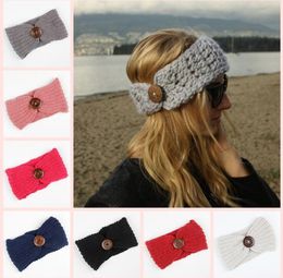 Women Winter Buckle Knitted Crochet Headband Sports Button Headwrap Hairband Turban Head Bands Ear Warmer Beanie Cap crochet knit Headbands