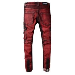 Top Quality Brand Designer Men Denim Slim Jeans Pocket Pants Fashion Holes Trousers US Size 28-40 2020
