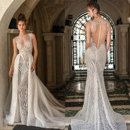 berta spring mermaid wedding dresses bateau neck iluusion bridal gowns robe de marie plus size wedding dress with detachable train