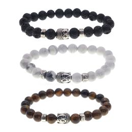 Natural stone bracelet men and women personality trend 8MM ball alloy skeleton precious stone essential oil diffusion wrist jewelry