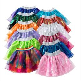 Girls Tutu Mini Dresses Kids Designer Clothes Solid Dance Costume Baby Rainbow Tutu Skirts Princess Dress Christmas Party Stagewear C293