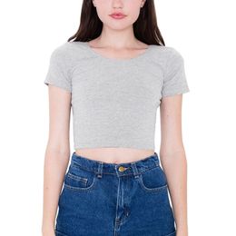 Cotton Women T-shirts O neck Sexy Crop Top Short Sleeve Tops Shirt Ladies Short Stretch Basic T-shirt