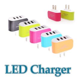 3 USB Wall Charger LED Adapter Triple USB Ports Chargers Home Plug For Mobile Phone