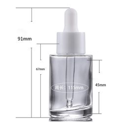 Hot Sale White Black Cap with Glass Dropper for 30ml Amber Frosted Clear Glass Bottles For E LIQUID