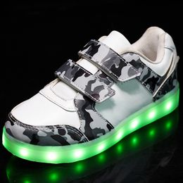 Size 25-37 Shoes for Girls Boys Glowing Sneakers with Luminous Sole USB Charge LED Colorful Lighted Sports Children Footwear