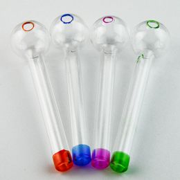Wholesale Pyrex Glass Oil Burner Pipes Smoking Pipe Heady Multi Colors Hand Spoon Dab Rig Tobacco Tool For Dry Herb Burners SW17 PW X C