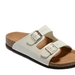 Hot Sale-Sandals Women Casual Shoes Double Buckle Famous Brand Arizona Summer Beach Top Quality Genuine Leather Slippers With Orignal Box