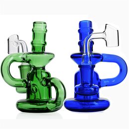 Green blue small bongs mini dab rig glass Water Pipe bong recycler oil rig bubbler hookah heady rigs for smoking