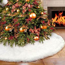 Christmas Tree Skirt Decoration White Velvet Tree Skirt Ornament Merry Christmas Year Party Holiday Home Decorations Burlap Xmas XD21204