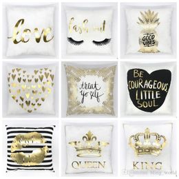 Pillow Case Supersoft Velvet Bronzing Cushion Covers Gold Stamp Decorative Throw Pillows Covers Office Car Sofa Home Decor