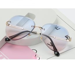 Sunglasses Rimless Pilot Fashion Sun Glasses For Women And Men Gradual Colors Lenses Vintage Designer Shade Eyeglasses