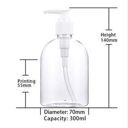 Press Pump Cap 300ml 500ml PET Shampoo Hand Sanitizer HandWashing Hand Soap Fluid Bottles Popular Bathroom Sanitizer Dispenser Free Shipping