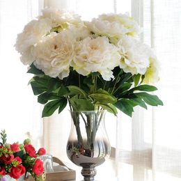 Jarown 5 Heads Silk Artificial Flower Peony Bunch Flower Bouquet For Wedding Table Accessory Home Decoration