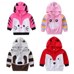 INS Kids Coats Cartoon Animal Hooded Coat Infant Toddler Boys Jacket Kids Girls Outwear Designer Baby Clothing 4 Styles DW4261