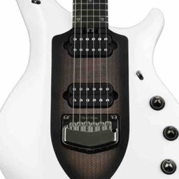 Custom Shop Ernie Ball Music Man John Petrucci Majesty White (Black Center) Electric Guitar Tremolo Bridge, Active Pickups & 9V Battery Box