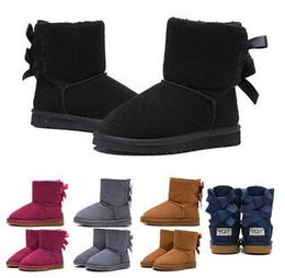 Cheaper Designer Kids Boots WGG Snow Winter Boots Bailey Bow Children Girl Boy Triple Black Pink Khaki Ankle Booties 26-35