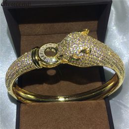 choucong Leopard Style bracelet 400pcs 5A cubic zirconia Yellow Gold Filled Engagement bangle for women wedding accessaries