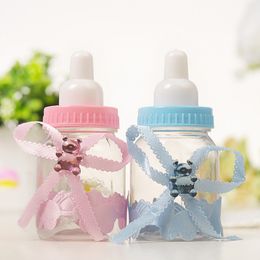 12pcs Girl Boy Baby Shower Decorations Chocolate Candy Bottle Baptism Favours Christmas Halloween Party Gifts Box Plastic Case