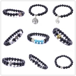 8mm Lava stone tree of life Bracelets volcanic stone Essential Oil Perfume Diffuser Bracelets Stretch Yoga Jewellery