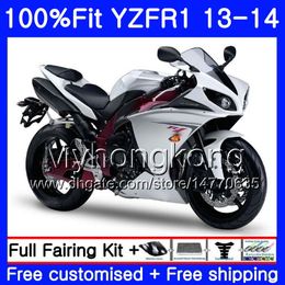 Injection red Body For YAMAHA YZF 1000 YZF R 1 YZFR1 2013 2014 Glossy white 242HM.18 YZF-1000 YZF R1 YZF1000 YZF-R1 13 14 Full Fairing Kit